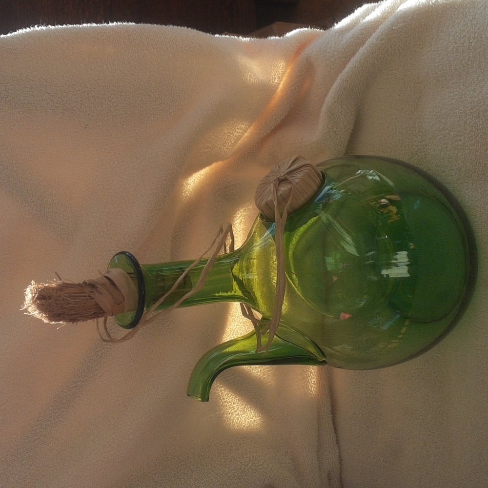 Vintage Italian Green Glass Wine Decanter.